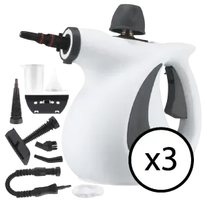 3 Qinux Vapoxis steam cleaners with attachments